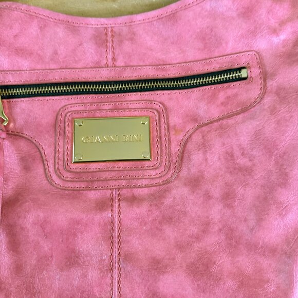 Gianni Bini Bag Pink with Gold Hexagon & Zipper‎ Accents Like NEW Expandable - Picture 2 of 12